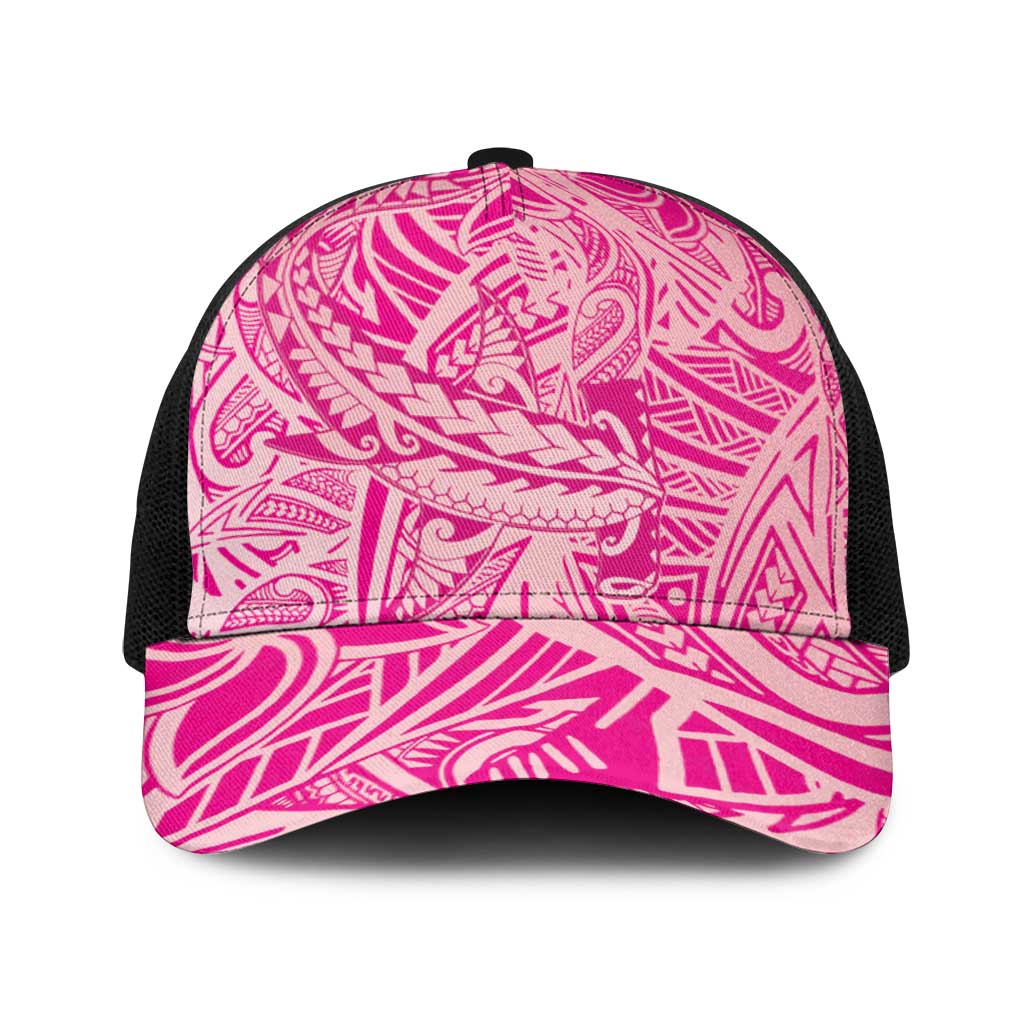 Pink Gradient Polynesia Baseball Net Cap Hawaiian Tribal Hammerhead Shark Tattoo - Polynesian Pride