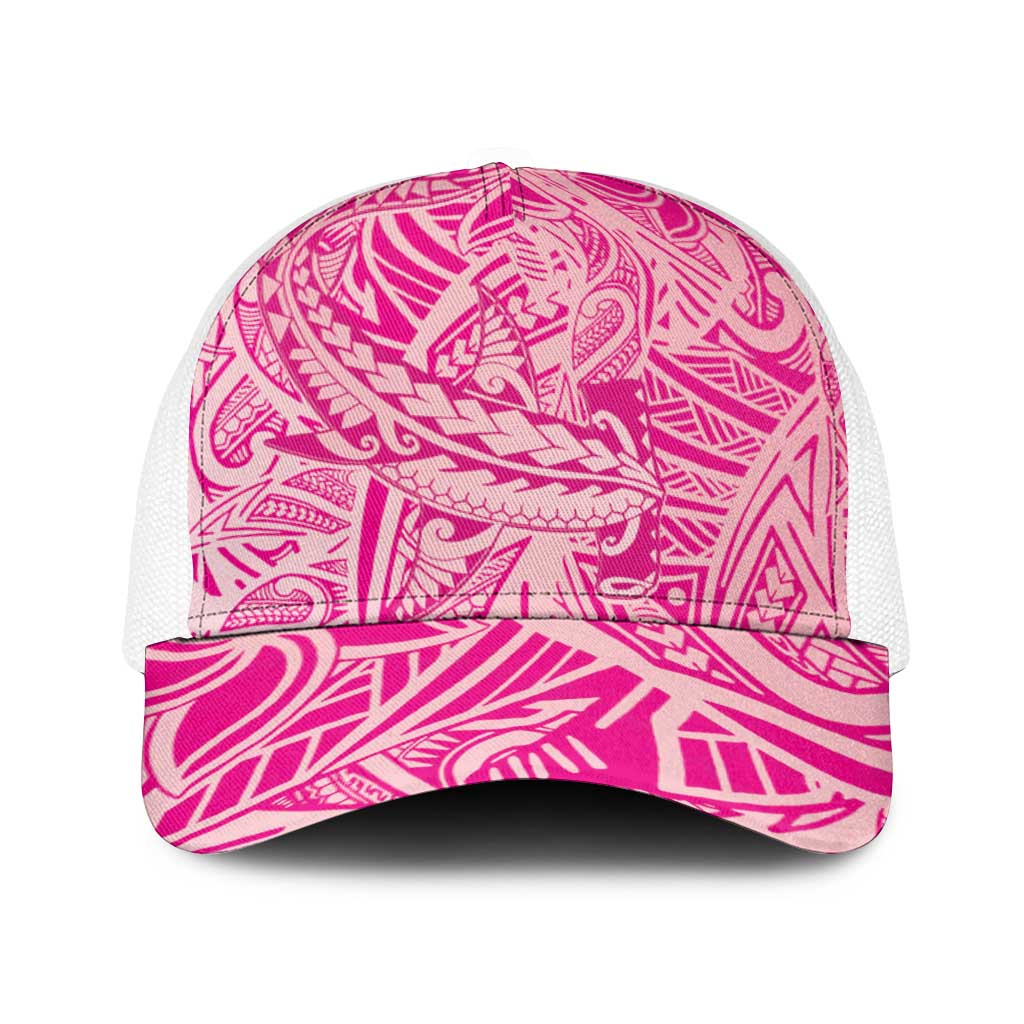 Pink Gradient Polynesia Baseball Net Cap Hawaiian Tribal Hammerhead Shark Tattoo - Polynesian Pride