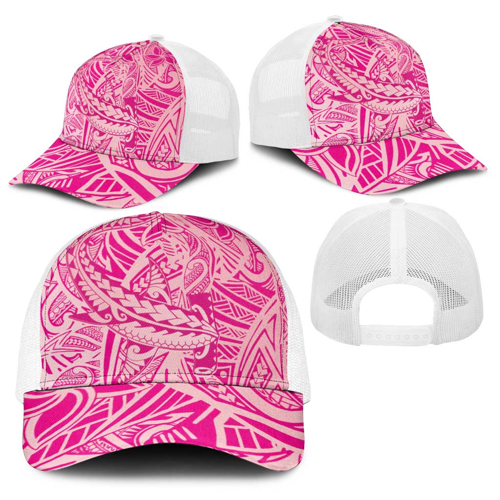 Pink Gradient Polynesia Baseball Net Cap Hawaiian Tribal Hammerhead Shark Tattoo - Polynesian Pride