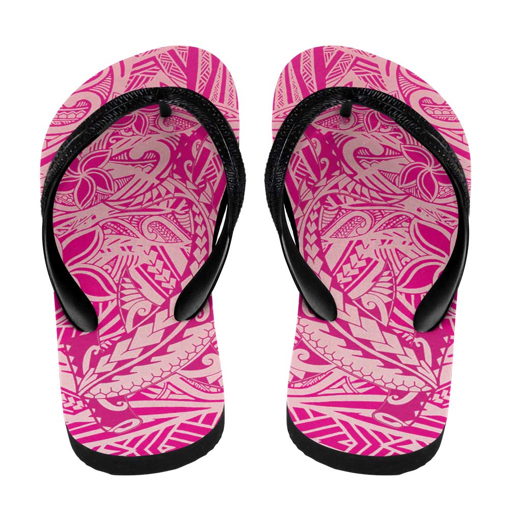 Pink Gradient Polynesia Flip Flops Hawaiian Tribal Hammerhead Shark Tattoo - Polynesian Pride