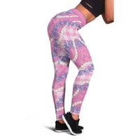 Pink Hawaii Palaka Honohono Pikake Leggings Hawaiian Orchid Lei Polynesian Pattern LT14 - Polynesian Pride