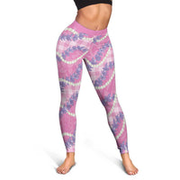 Pink Hawaii Palaka Honohono Pikake Leggings Hawaiian Orchid Lei Polynesian Pattern LT14 - Polynesian Pride