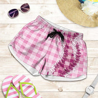 Pink Hawaii Palaka Shorts for Women Hawaiian Honohono Lei