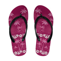 Pink Hawaii Palm Tree Hibiscus Flip Flops Fantasy Summer Vibe