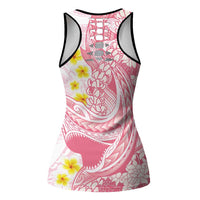 Pink Hawaii Shark Tattoo Hollow Tank Top Puakenikeni Lei Plumeria Polynesian Pattern