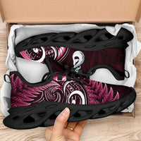Pink New Zealand Clunky Sneakers Aotearoa Silver Fern With Manaia Maori Unique LT14 - Polynesian Pride