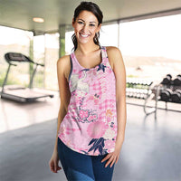 Pink Palaka Crane and Flowers Women Racerback Tank Japan Heritage Spirit LT9 - Polynesian Pride