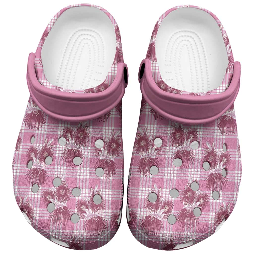 Pink Palaka Hawaii Clogs Shoes Hawaiian Lehua Blossoms LT05 Pink - Polynesian Pride