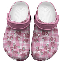 Pink Palaka Hawaii Clogs Shoes Hawaiian Lehua Blossoms LT05 Pink - Polynesian Pride