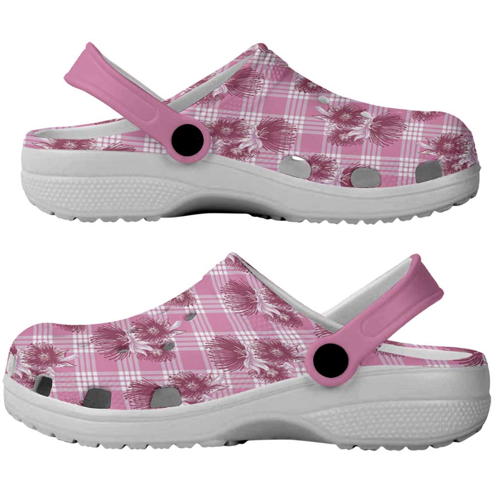 Pink Palaka Hawaii Clogs Shoes Hawaiian Lehua Blossoms LT05 - Polynesian Pride