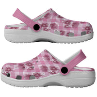Pink Palaka Hawaii Clogs Shoes Hawaiian Lehua Blossoms LT05 - Polynesian Pride