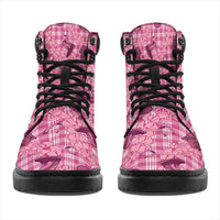 Pink Palaka Hawaii Cowboy All Season Boots Puakenikeni Lei Paniolo Papale Seamless Vibes LT14 - Polynesian Pride