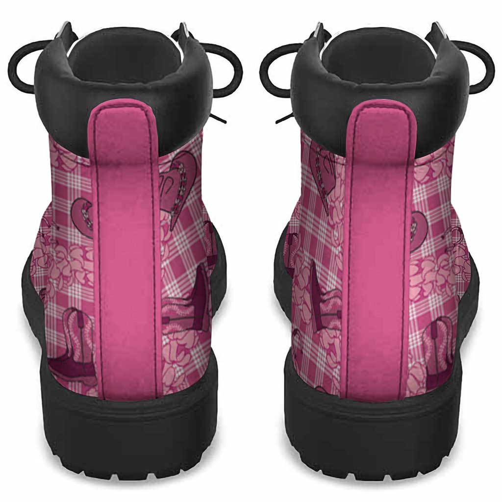 Pink Palaka Hawaii Cowboy All Season Boots Puakenikeni Lei Paniolo Papale Seamless Vibes LT14 - Polynesian Pride