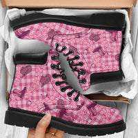 Pink Palaka Hawaii Cowboy All Season Boots Puakenikeni Lei Paniolo Papale Seamless Vibes LT14 Pink - Polynesian Pride