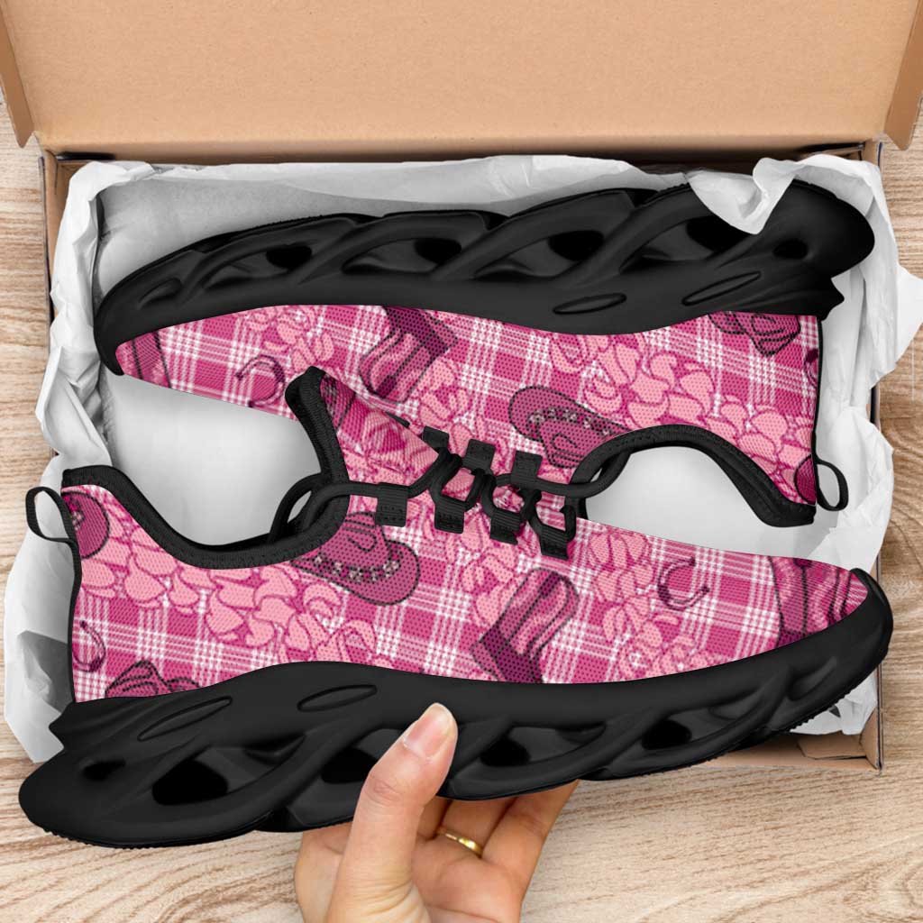 Pink Palaka Hawaii Cowboy Clunky Sneakers Puakenikeni Lei Paniolo Papale Seamless Vibes LT14 - Polynesian Pride