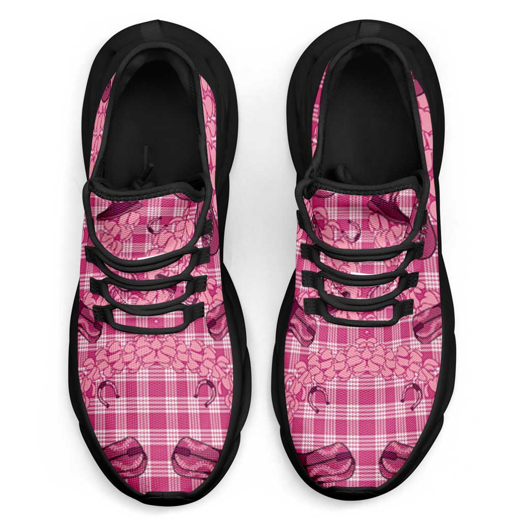 Pink Palaka Hawaii Cowboy Clunky Sneakers Puakenikeni Lei Paniolo Papale Seamless Vibes LT14 - Polynesian Pride