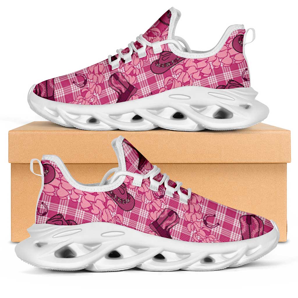 Pink Palaka Hawaii Cowboy Clunky Sneakers Puakenikeni Lei Paniolo Papale Seamless Vibes LT14 Pink - Polynesian Pride