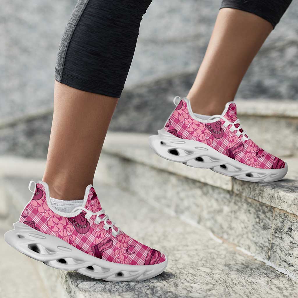 Pink Palaka Hawaii Cowboy Clunky Sneakers Puakenikeni Lei Paniolo Papale Seamless Vibes LT14 - Polynesian Pride
