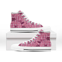 Pink Palaka Hawaii Cowboy High Top Shoes Puakenikeni Lei Paniolo Papale Seamless Vibes LT14 - Polynesian Pride