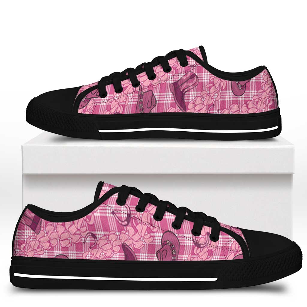 Pink Palaka Hawaii Cowboy Low Top Shoes Puakenikeni Lei Paniolo Papale Seamless Vibes LT14 - Polynesian Pride