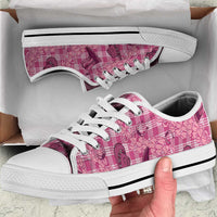 Pink Palaka Hawaii Cowboy Low Top Shoes Puakenikeni Lei Paniolo Papale Seamless Vibes LT14 Pink - Polynesian Pride