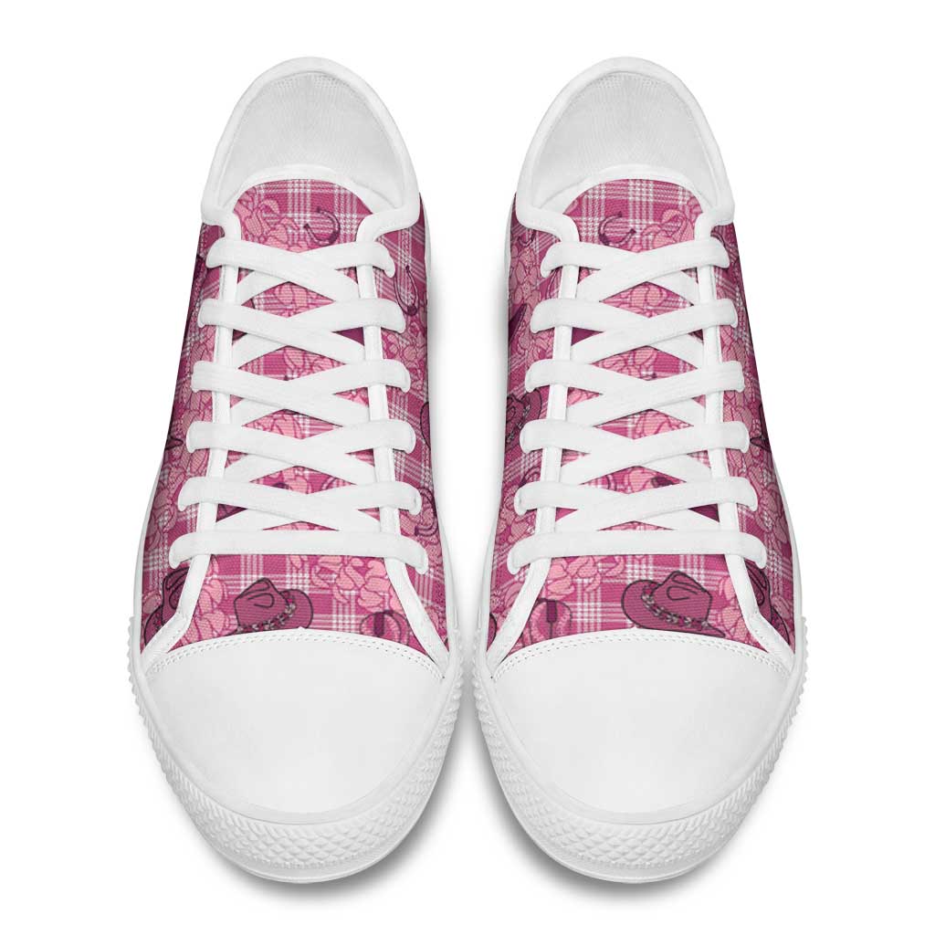 Pink Palaka Hawaii Cowboy Low Top Shoes Puakenikeni Lei Paniolo Papale Seamless Vibes LT14 - Polynesian Pride
