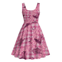 Pink Palaka Hawaii Cowboy Midi Dress Puakenikeni Lei Paniolo Papale Seamless Vibes LT14 - Polynesian Pride