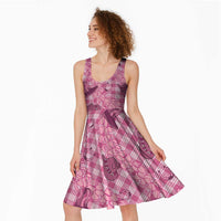 Pink Palaka Hawaii Cowboy Midi Dress Puakenikeni Lei Paniolo Papale Seamless Vibes LT14 - Polynesian Pride
