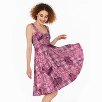 Pink Palaka Hawaii Cowboy Midi Dress Puakenikeni Lei Paniolo Papale Seamless Vibes LT14 - Polynesian Pride