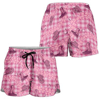 Pink Palaka Hawaii Cowboy Shorts for Women Puakenikeni Lei Paniolo Papale Seamless Vibes LT14 - Polynesian Pride