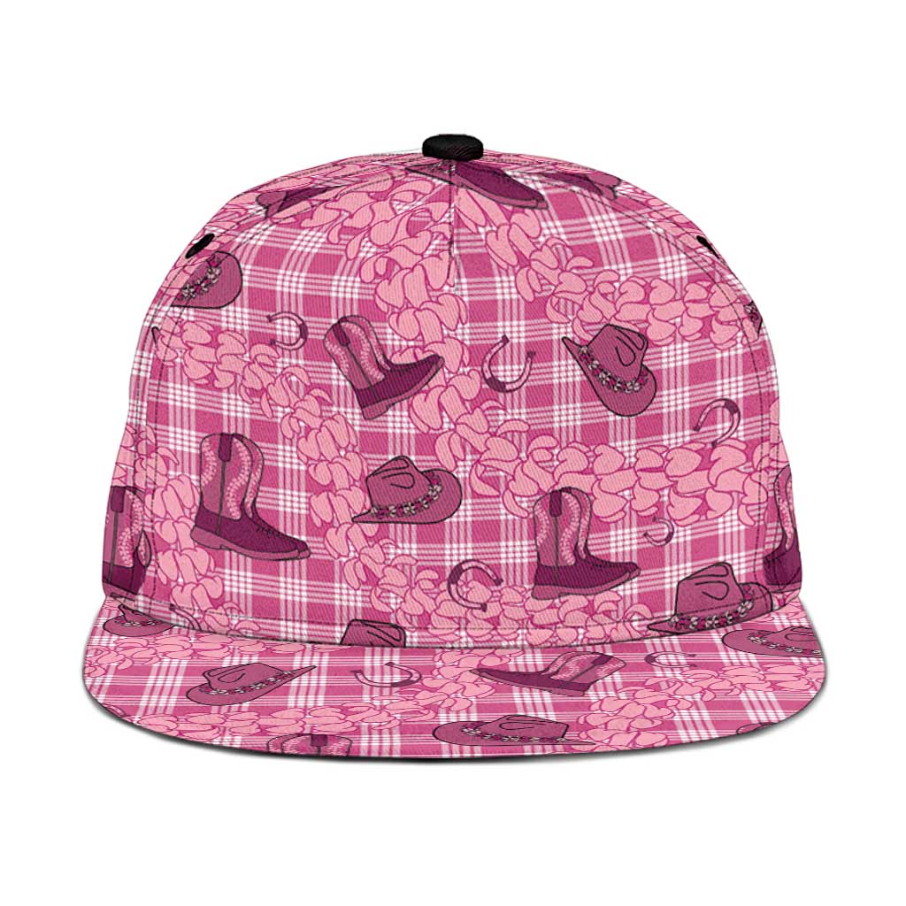 Pink Palaka Hawaii Cowboy Snapback Cap Puakenikeni Lei Paniolo Papale Seamless Vibes - Polynesian Pride