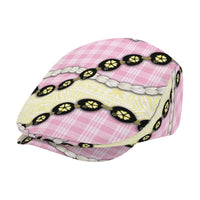 Pink Palaka Hawaii Jeff Hat Kukui Nut Pikake Lei Hawaiian Tapa Pattern LT14 - Polynesian Pride