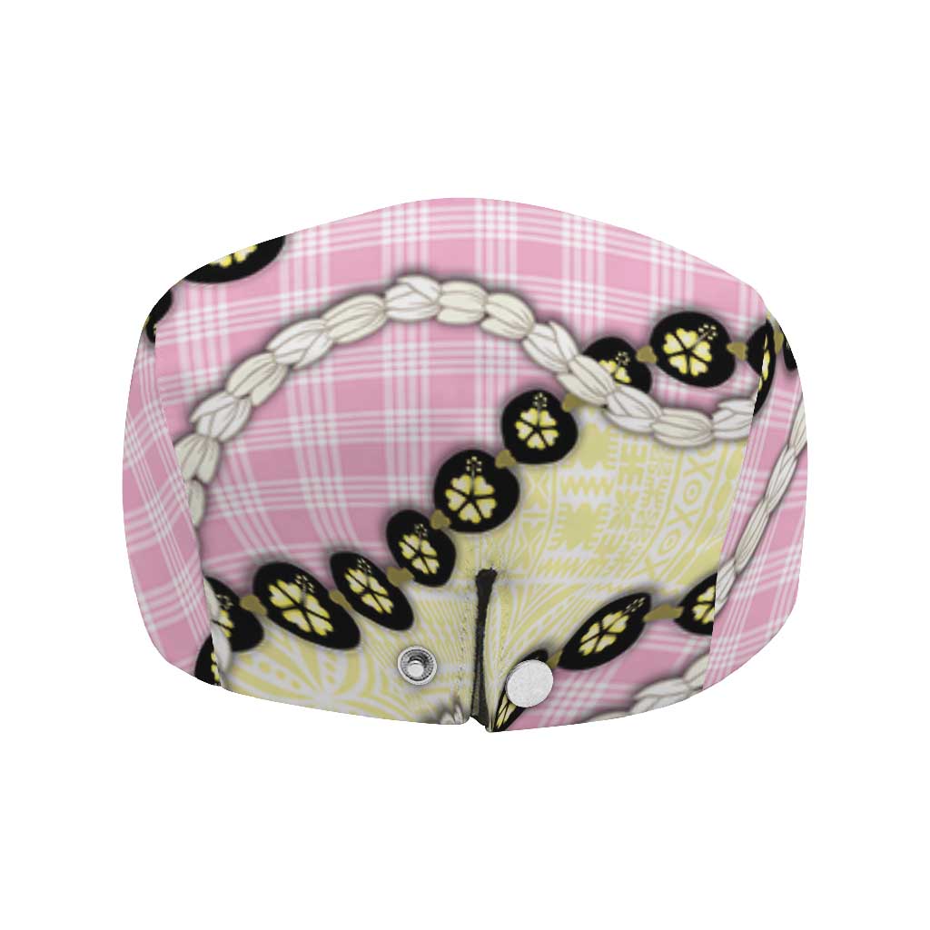 Pink Palaka Hawaii Jeff Hat Kukui Nut Pikake Lei Hawaiian Tapa Pattern LT14 - Polynesian Pride