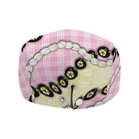 Pink Palaka Hawaii Jeff Hat Kukui Nut Pikake Lei Hawaiian Tapa Pattern LT14 - Polynesian Pride