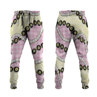 Pink Palaka Hawaii Jogger Pants Kukui Nut Pikake Lei Hawaiian Tapa Pattern LT14 Pink - Polynesian Pride