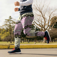 Pink Palaka Hawaii Jogger Pants Kukui Nut Pikake Lei Hawaiian Tapa Pattern LT14 - Polynesian Pride