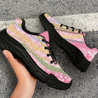 Pink Palaka Hawaii Leis Chunky Sneakers Hawaiian-plaid Elegant Tropical Vibes
