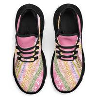 Pink Palaka Hawaii Leis Clunky Sneakers Hawaiian-plaid Elegant Tropical Vibes