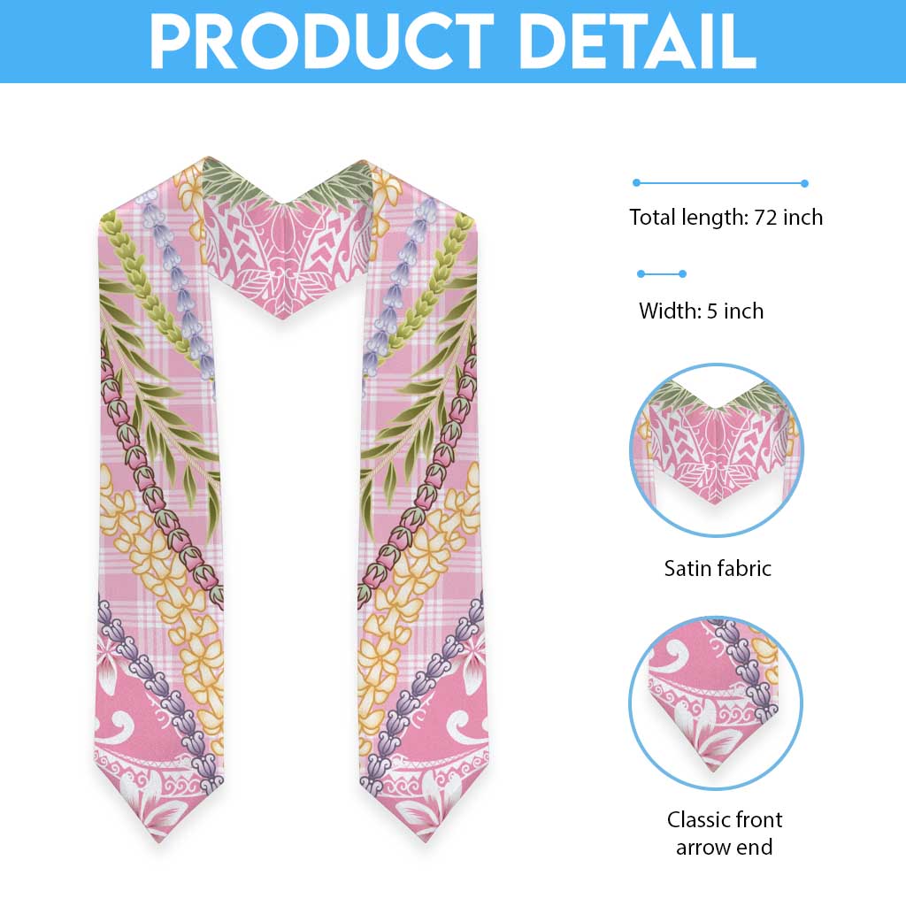 Pink Palaka Hawaii Leis Graduation Stole Hawaiian-plaid Elegant Tropical Vibes LT14 - Polynesian Pride