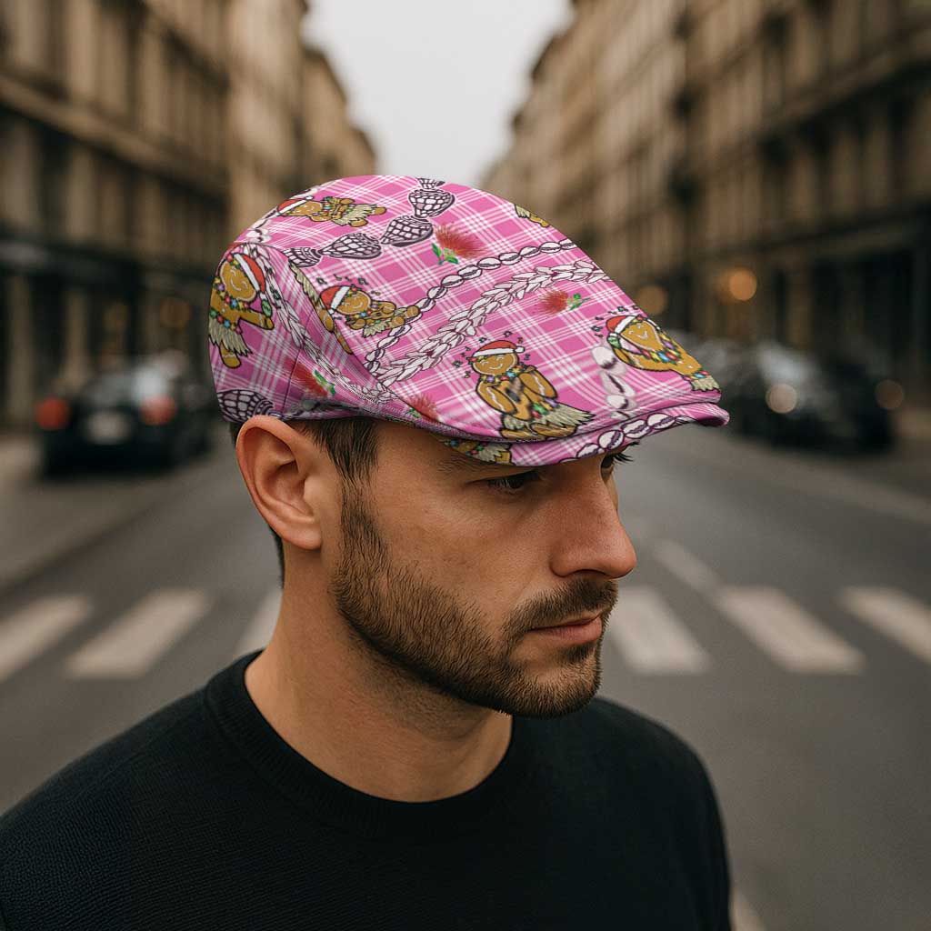 Pink Palaka Hawaii Mele Kalikimaka Jeff Hat Ohia Lehua Shell Leis Funny Gingerbread Santa - Polynesian Pride