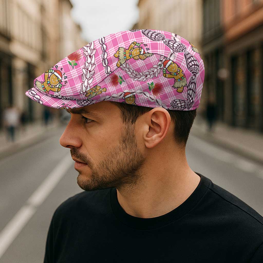 Pink Palaka Hawaii Mele Kalikimaka Jeff Hat Ohia Lehua Shell Leis Funny Gingerbread Santa - Polynesian Pride