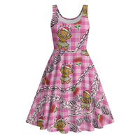 Pink Palaka Hawaii Mele Kalikimaka Midi Dress Ohia Lehua Shell Leis Funny Gingerbread Santa LT14 Pink - Polynesian Pride