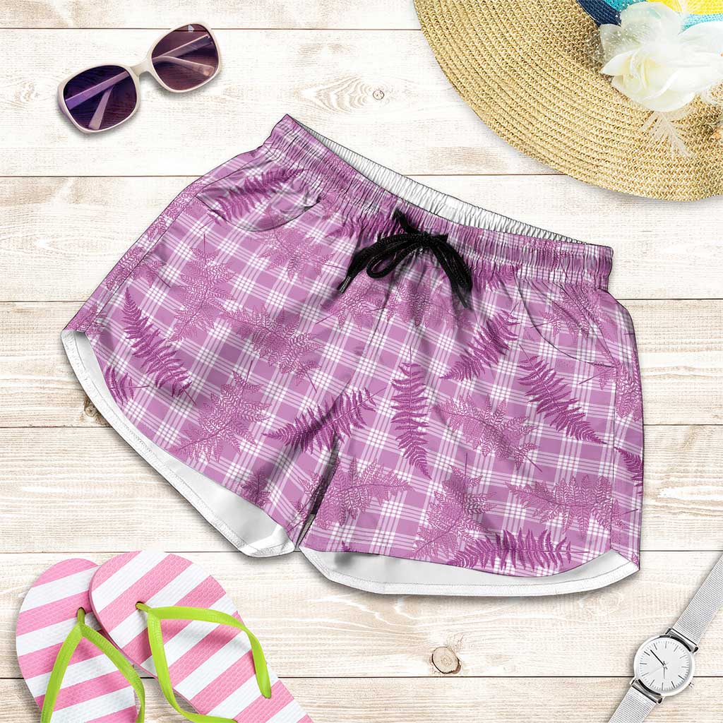 Pink Palaka Hawaii Palapalai Shorts for Women Hawaiian Fern