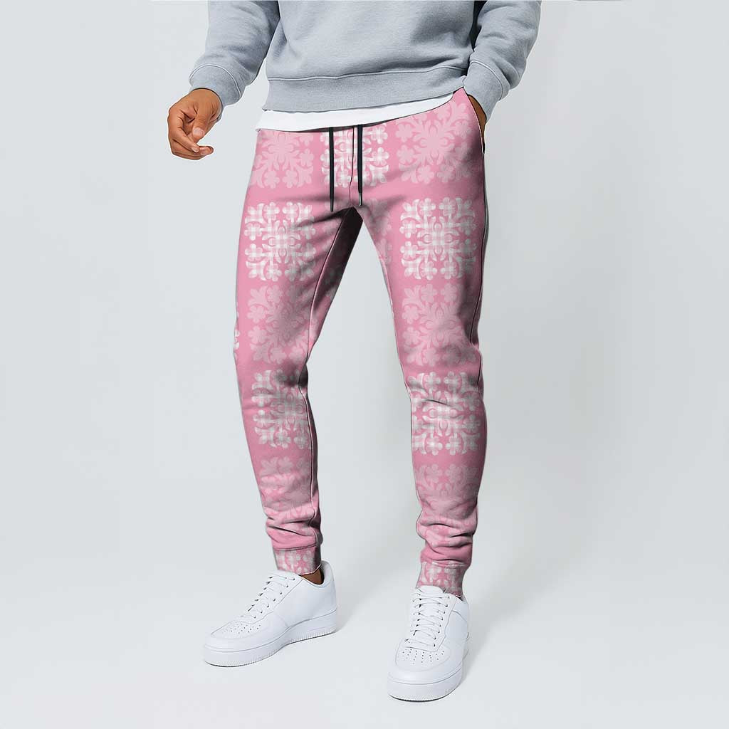 Pink Palaka Quilt Hawaii Jogger Pants Traditional Hawaii-plaid Pattern - Polynesian Pride