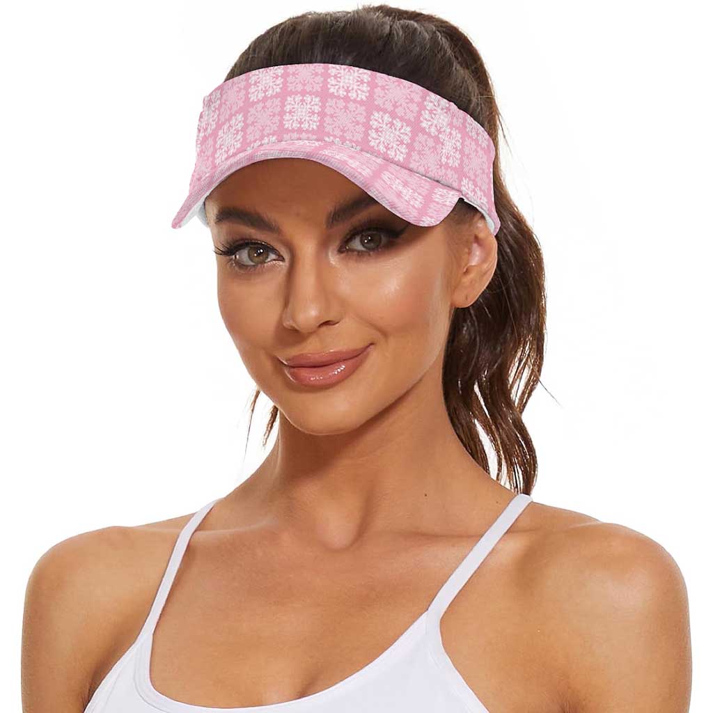 Pink Palaka Quilt Hawaii Sun Visor Cap Traditional Hawaii-plaid Pattern