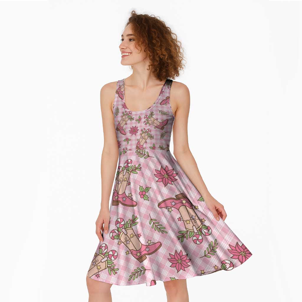 Pink Paniolo Palaka Hawaiian Cowgirl Christmas Midi Dress LT9 - Polynesian Pride