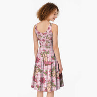 Pink Paniolo Palaka Hawaiian Cowgirl Christmas Midi Dress LT9 - Polynesian Pride
