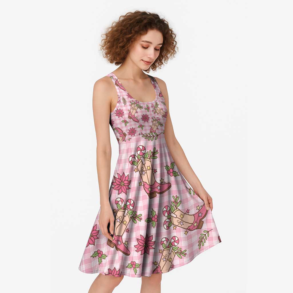 Pink Paniolo Palaka Hawaiian Cowgirl Christmas Midi Dress LT9 - Polynesian Pride