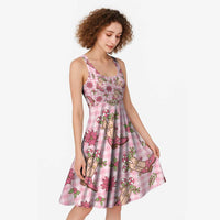 Pink Paniolo Palaka Hawaiian Cowgirl Christmas Midi Dress LT9 - Polynesian Pride