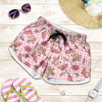 Pink Paniolo Palaka Hawaiian Cowgirl Christmas Shorts for Women LT9 Pink - Polynesian Pride